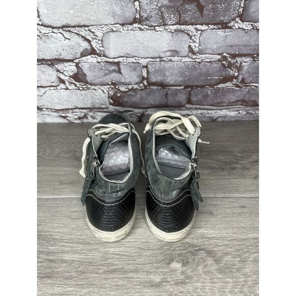 NERO GIARDINI ITALY Blue LEATHER SIDE ZIP Mid Lace Sneakers Women 37EU/6.5M US - Picture 5 of 16